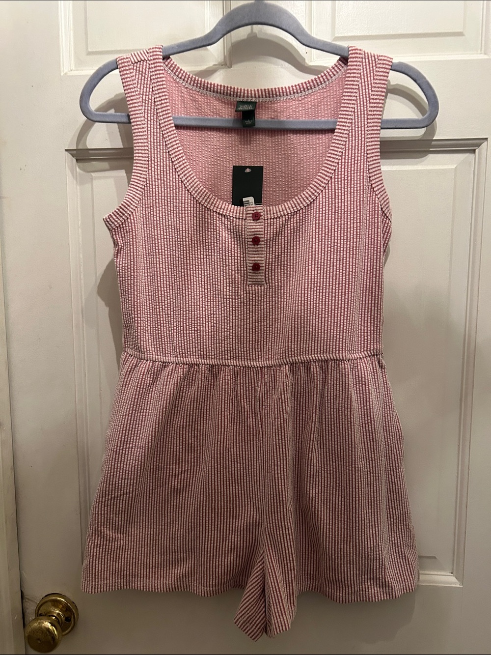 wild fable Pink & White Striped Tank Romper